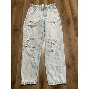 SO Jeans, Women's Size 7/28, Bleached Denim, High Rise Mom Jean, Distressed